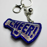 Cheer Rhinestone Puff Keyring