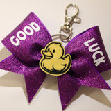 Glitter Good Luck Duck Bow Keyring