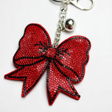 Bow Rhinestone Puff Keyring
