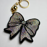 Bow Rhinestone Puff Keyring