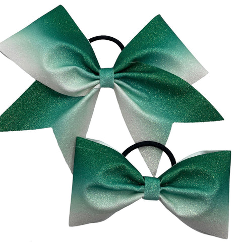 Green to White Ombre Glitter Bow