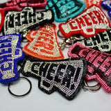 Cheer Rhinestone Puff Keyring