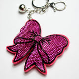 Bow Rhinestone Puff Keyring