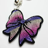 Bow Rhinestone Puff Keyring