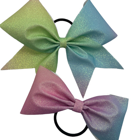 Pastel Rainbow Ombre Glitter Bow