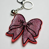 Bow Rhinestone Puff Keyring