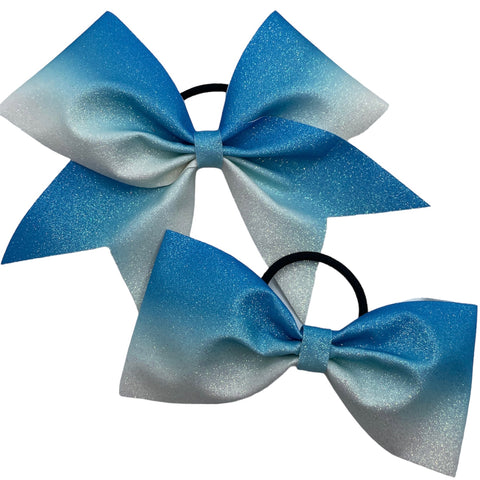 Light Blue to White Ombre Glitter Bow