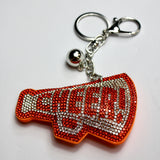 Cheer Rhinestone Puff Keyring