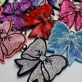 Bow Rhinestone Puff Keyring