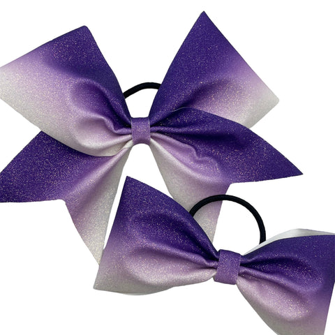 Purple to White Ombre Glitter Bow