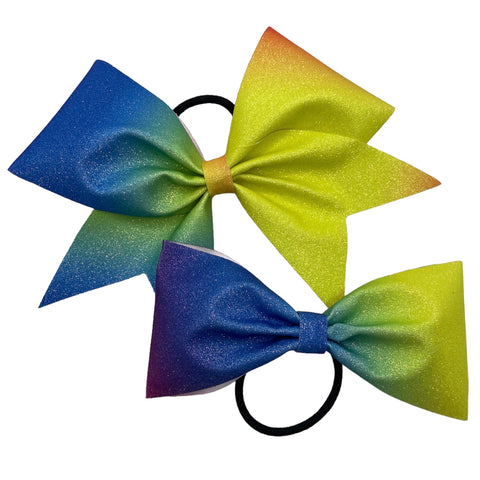 Bright Rainbow Ombre Glitter Bow