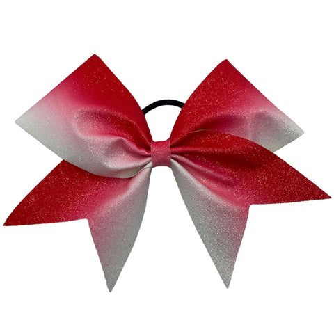 Red to White Ombre Glitter Bow