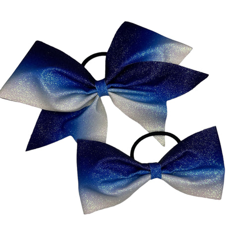 Blue to White Ombre Glitter Bow