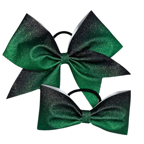 Green to Black Ombre Glitter Bow