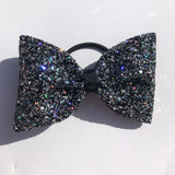 Holographic Black Tailless Glitz Bow - Bowalicious Bows UK