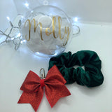 Personalised Bauble stuffed with a Glitter Keyring and Scrunchie