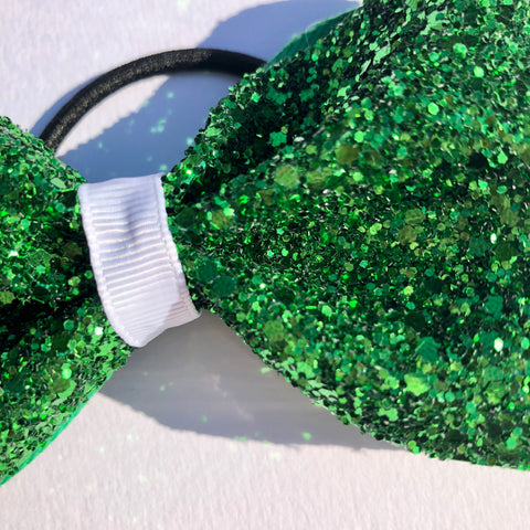 Emerald Tailless Glitz Bow - Bowalicious Bows UK