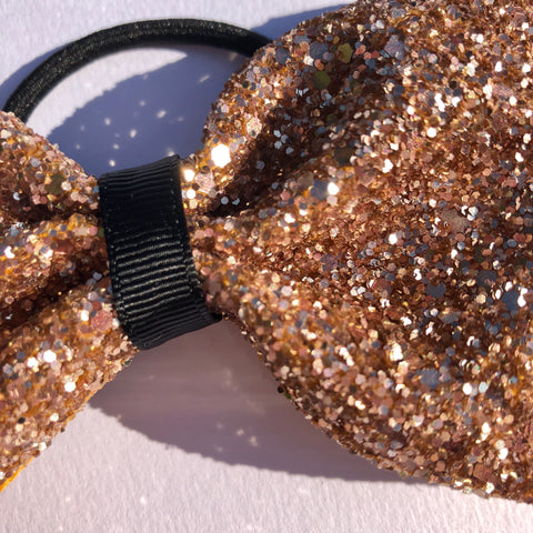 Rose Gold Tailless Glitz Bow - Bowalicious Bows UK