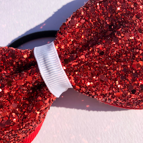 Ruby Tailless Glitz Bow - Bowalicious Bows UK