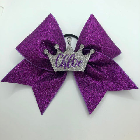 Crown Name Centre Glitter Bow