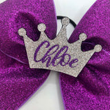 Crown Name Centre Glitter Bow