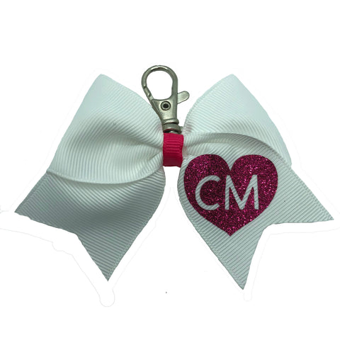 Heart Initials Bow Keyring