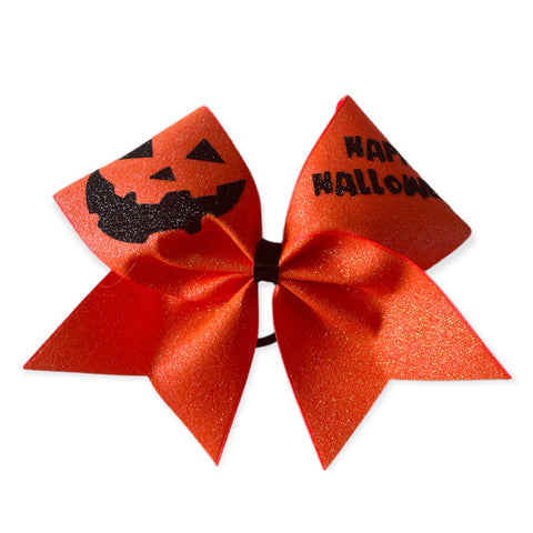 Happy Halloween Pumpkin Glitter Bow